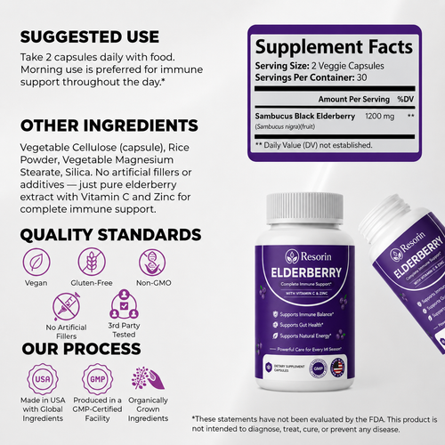 Resorin Gut Support Complex with Elderberry, Zinc & Vitamin C