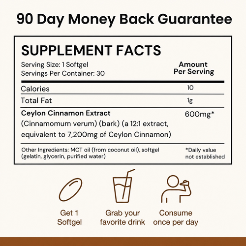Ceylon Cinnamon 7200mg equivalent with MCT Oil